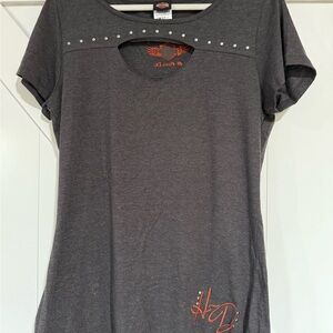 Gray Women's Harley Davidson Top Orange Accents